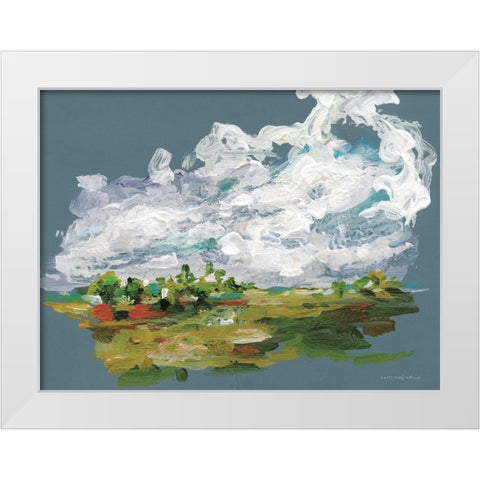 Blue Gust White Modern Wood Framed Art Print by Kamdon Kreations