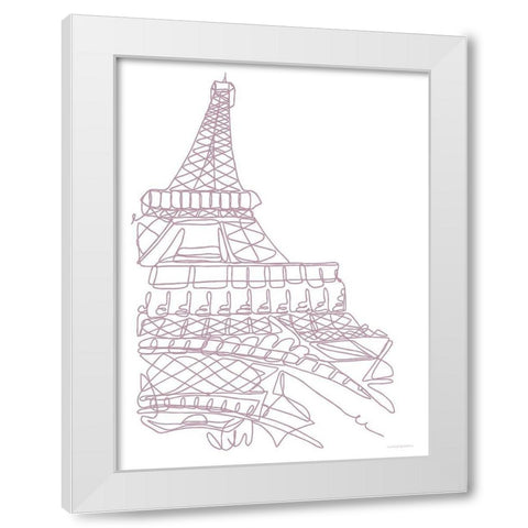 Eiffel Tower White Modern Wood Framed Art Print by Kamdon Kreations