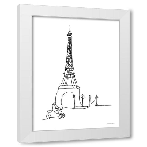 Vespa Ride White Modern Wood Framed Art Print by Kamdon Kreations