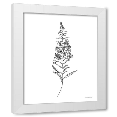 Fireweed White Modern Wood Framed Art Print by Kamdon Kreations