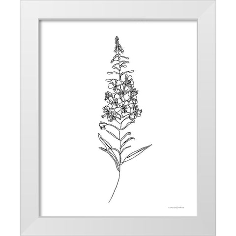 Fireweed White Modern Wood Framed Art Print by Kamdon Kreations