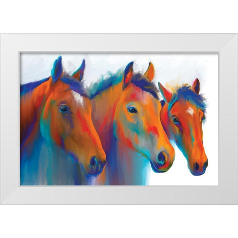 Painted Ponies    White Modern Wood Framed Art Print by Kamdon Kreations