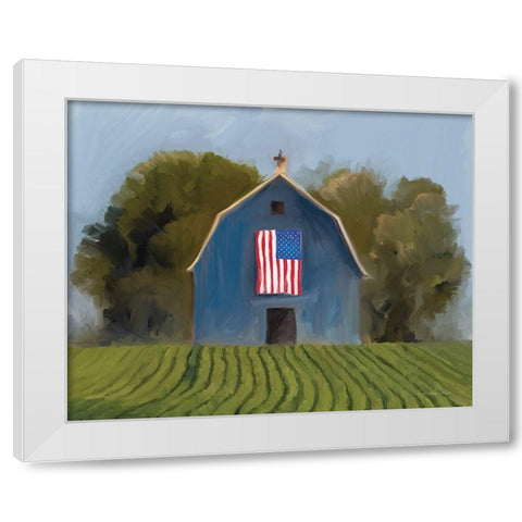 Land of the Free Barn    White Modern Wood Framed Art Print by Kamdon Kreations