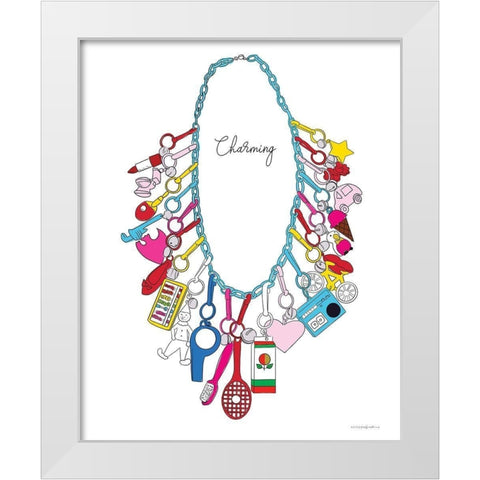 80s Charm White Modern Wood Framed Art Print by Kamdon Kreations