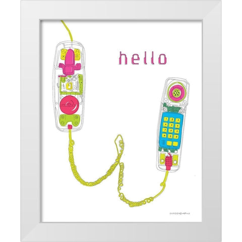 Chit Chat White Modern Wood Framed Art Print by Kamdon Kreations