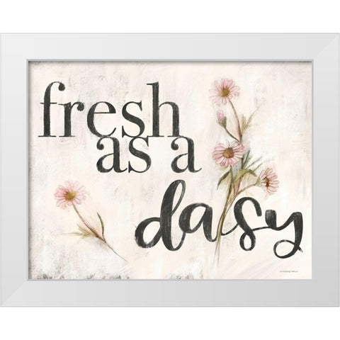 Fresh as a Daisy White Modern Wood Framed Art Print by Kamdon Kreations