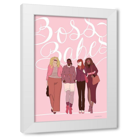 Boss Babes White Modern Wood Framed Art Print by Kamdon Kreations