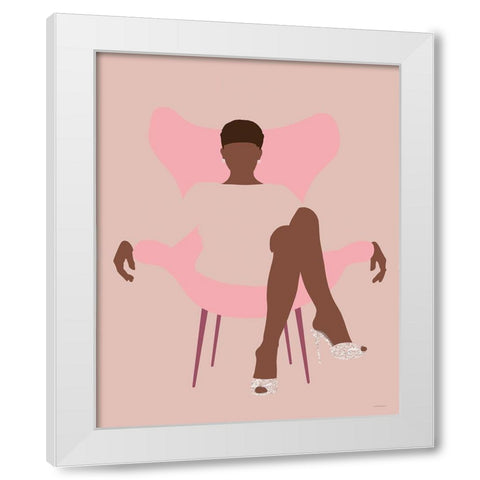 Halle White Modern Wood Framed Art Print by Kamdon Kreations