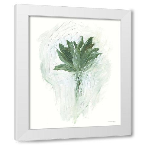 A Whole Bunch of Sage White Modern Wood Framed Art Print by Kamdon Kreations