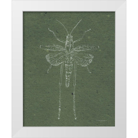 Now Climb Young Grasshopper White Modern Wood Framed Art Print by Kamdon Kreations