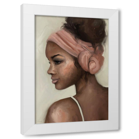 Girl with a Knotted Wrap White Modern Wood Framed Art Print by Kamdon Kreations