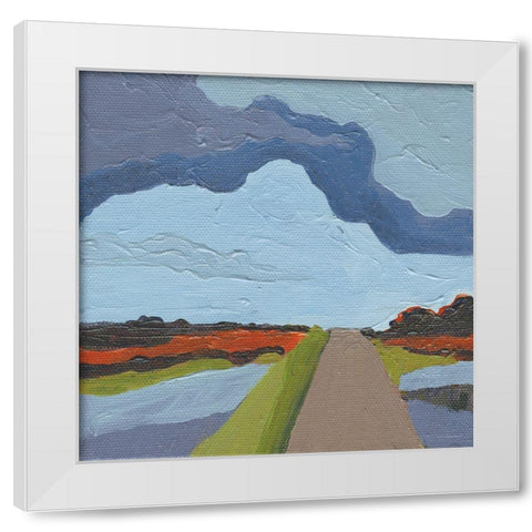 Down the Road     White Modern Wood Framed Art Print by Kamdon Kreations
