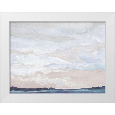 Blueish Feeling    White Modern Wood Framed Art Print by Kamdon Kreations