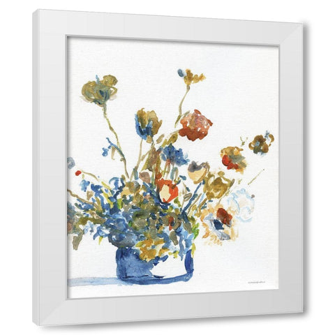 Blue Bees     White Modern Wood Framed Art Print by Kamdon Kreations