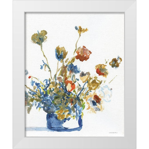 Blue Bees     White Modern Wood Framed Art Print by Kamdon Kreations