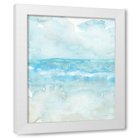 Aqua Waves    White Modern Wood Framed Art Print by Kamdon Kreations