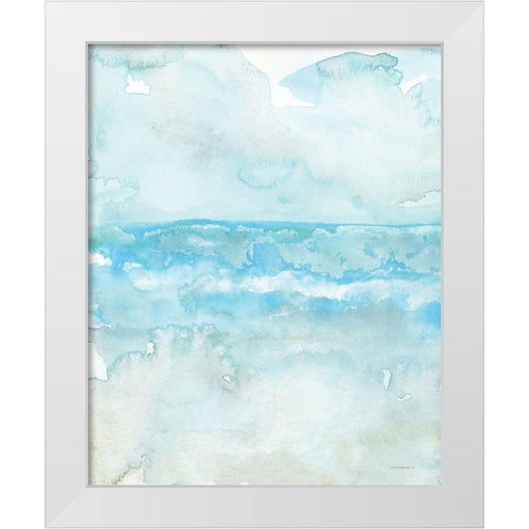 Aqua Waves    White Modern Wood Framed Art Print by Kamdon Kreations