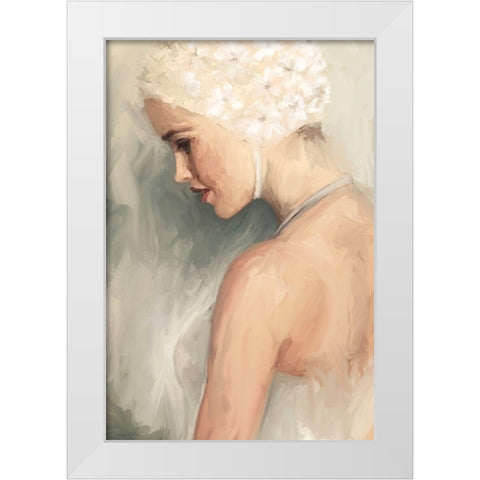 Swim Cap White Modern Wood Framed Art Print by Kamdon Kreations