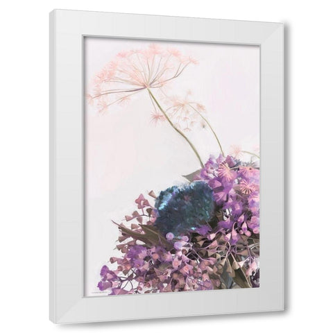 Pink Dandelion White Modern Wood Framed Art Print by Kamdon Kreations