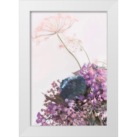 Pink Dandelion White Modern Wood Framed Art Print by Kamdon Kreations