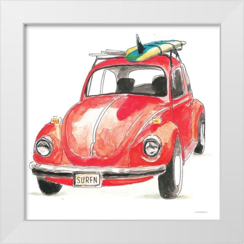 I Have the Bug to Go Surfin White Modern Wood Framed Art Print by Kamdon Kreations