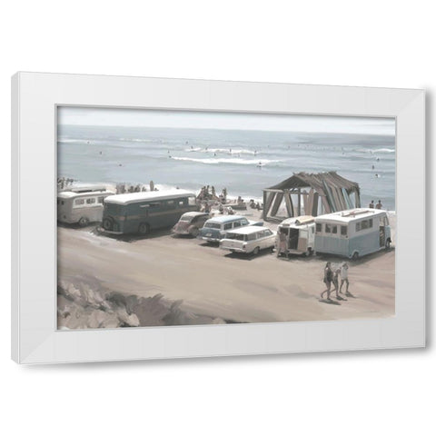Catch the Wave White Modern Wood Framed Art Print by Kamdon Kreations