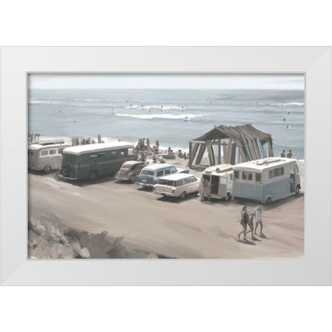 Catch the Wave White Modern Wood Framed Art Print by Kamdon Kreations