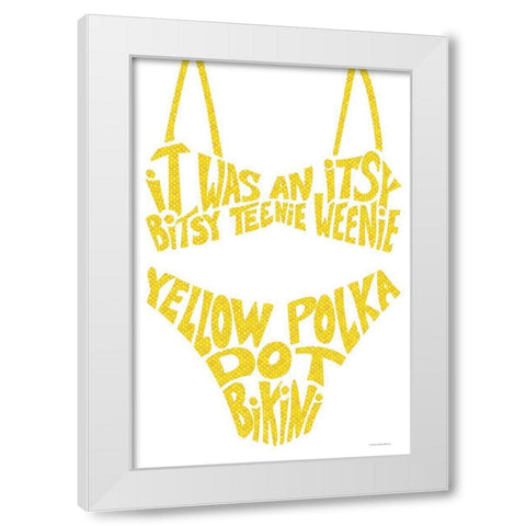 Yellow Polka Dot Bikini White Modern Wood Framed Art Print by Kamdon Kreations
