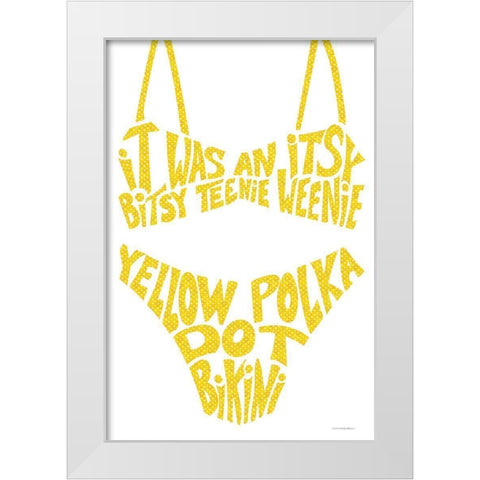 Yellow Polka Dot Bikini White Modern Wood Framed Art Print by Kamdon Kreations
