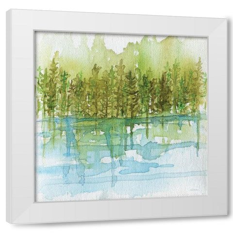 Forest Reflections White Modern Wood Framed Art Print by Kamdon Kreations