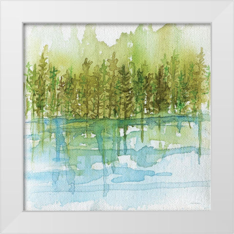 Forest Reflections White Modern Wood Framed Art Print by Kamdon Kreations