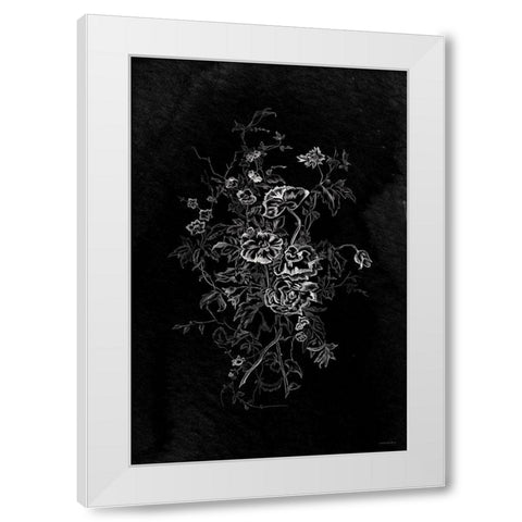 Lacey Flowers White Modern Wood Framed Art Print by Kamdon Kreations