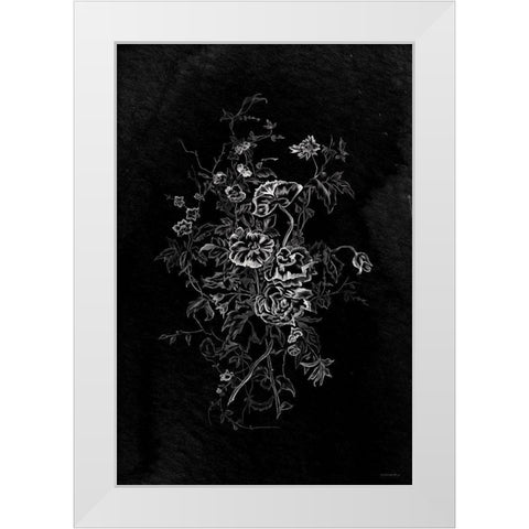 Lacey Flowers White Modern Wood Framed Art Print by Kamdon Kreations