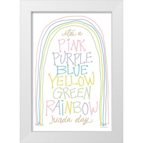 Rainbow Kinda Day White Modern Wood Framed Art Print by Kamdon Kreations