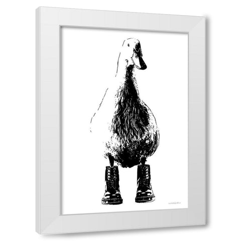 Duck in Docs White Modern Wood Framed Art Print by Kamdon Kreations