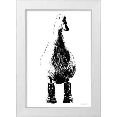 Duck in Docs White Modern Wood Framed Art Print by Kamdon Kreations