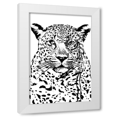 Cheeky Cheetah White Modern Wood Framed Art Print by Kamdon Kreations