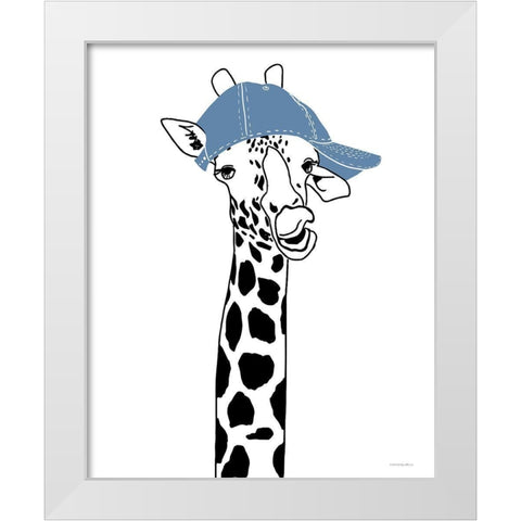 Team Roster Giraffe White Modern Wood Framed Art Print by Kamdon Kreations