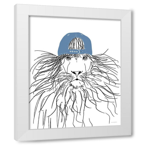Team Roster Lion White Modern Wood Framed Art Print by Kamdon Kreations