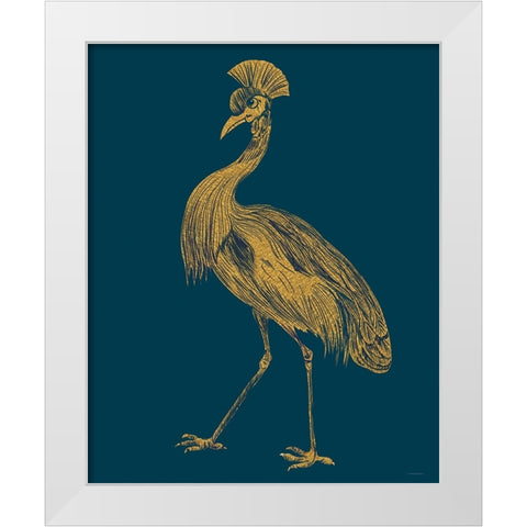 Gilded Crane White Modern Wood Framed Art Print by Kamdon Kreations