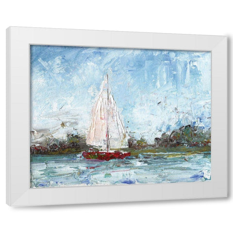 Here We Go a Sailing White Modern Wood Framed Art Print by Kamdon Kreations