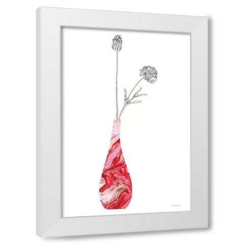 Pink Vase of Love White Modern Wood Framed Art Print by Kamdon Kreations