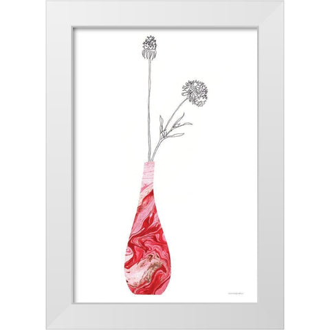 Pink Vase of Love White Modern Wood Framed Art Print by Kamdon Kreations