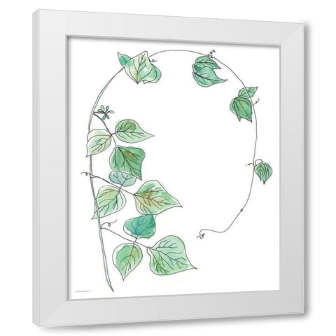 Curly Q White Modern Wood Framed Art Print by Kamdon Kreations