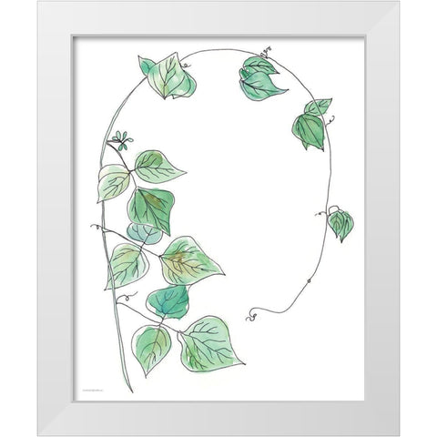 Curly Q White Modern Wood Framed Art Print by Kamdon Kreations