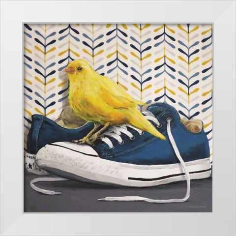 Wheres the Barn Cat White Modern Wood Framed Art Print by Kamdon Kreations