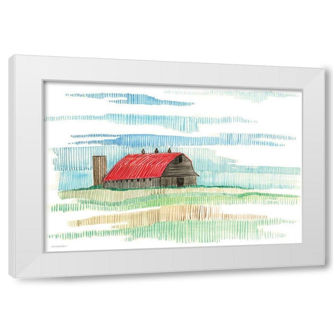Patches of Grass White Modern Wood Framed Art Print by Kamdon Kreations