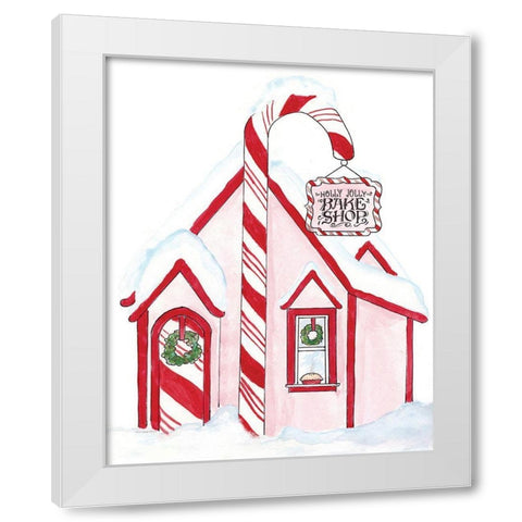 Holly Jolly Bake Shop White Modern Wood Framed Art Print by Kamdon Kreations