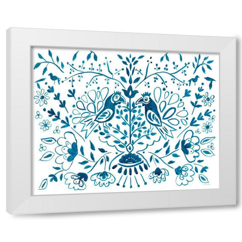 In a Pear Tree White Modern Wood Framed Art Print by Kamdon Kreations