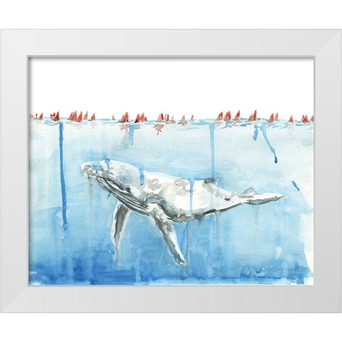 Edging Forward White Modern Wood Framed Art Print by Kamdon Kreations